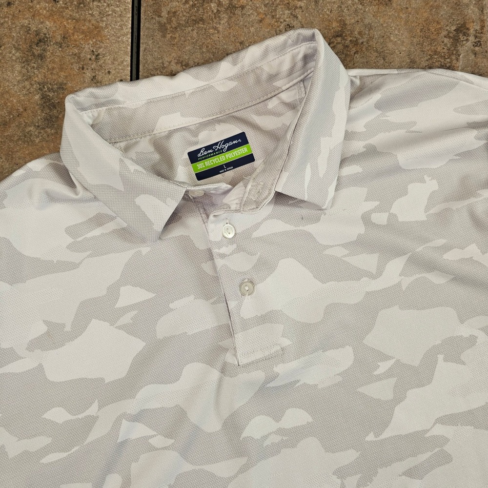 Ben Hogan Mens White Camouflage Performance Golf Polo Shirt Large